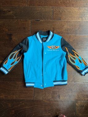 Lightning McQueen Blue Flame Varsity Jacket with '95' Patch